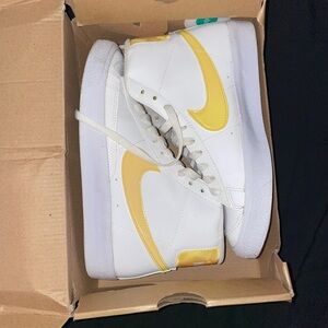Nike Blazer Mid White and Yellow Sneakers size 4.5